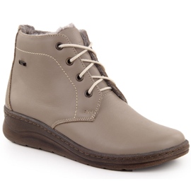 Comodi stivali invernali da donna con zeppa in pelle beige Helios 584