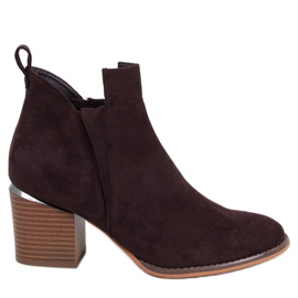 Stivali con tacco in pelle scamosciata marrone Hallie