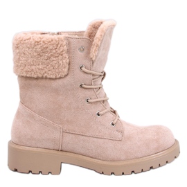 Stivaletti stringati Barkoi Beige con montone