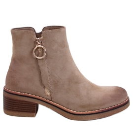 Stivaletti Levere Khaki in nabuk con tacco basso beige