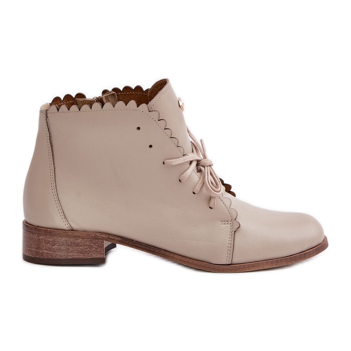 Zazoo 2964 Stivali piatti in pelle beige