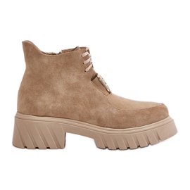 Zazoo 2952 Stivaletto in camoscio beige con decorazione oro