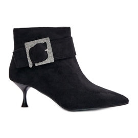 Stivaletti Da Donna Con Tacco Alto Con Fibbia Decorativa, Nirilis Nero
