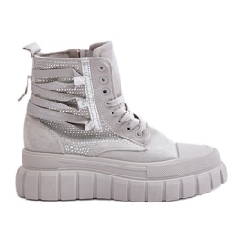 Sneakers Alte da Donna Su Massiccia Piattaforma Con Decorazione, Zaidria Grigia grigio