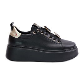 Sneakers Da Donna In Pelle Con Pins Sul Platform CheBello 4596 Nero