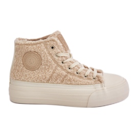 Sneakers da donna isolate con pelliccia di montone Big Star OO274A444 Beige