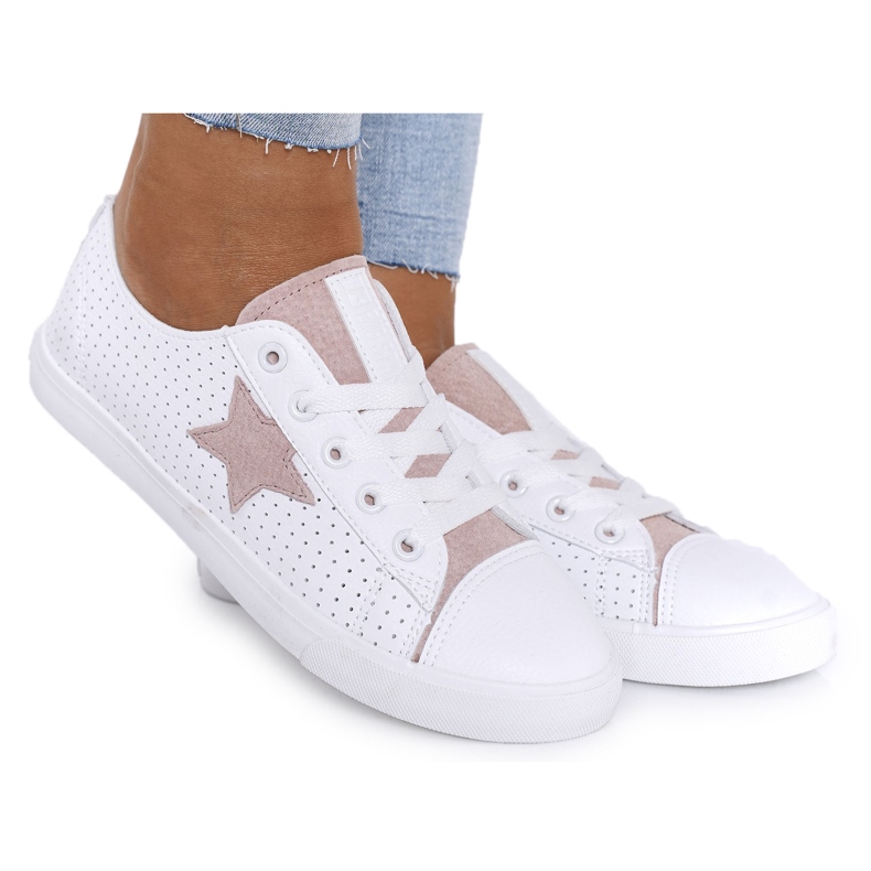 Big Star Sneaker da donna con una stella grande stella dd274691 bianco e rosa bianca