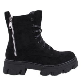 Stivaletti stringati Healy Black con suola spessa nero