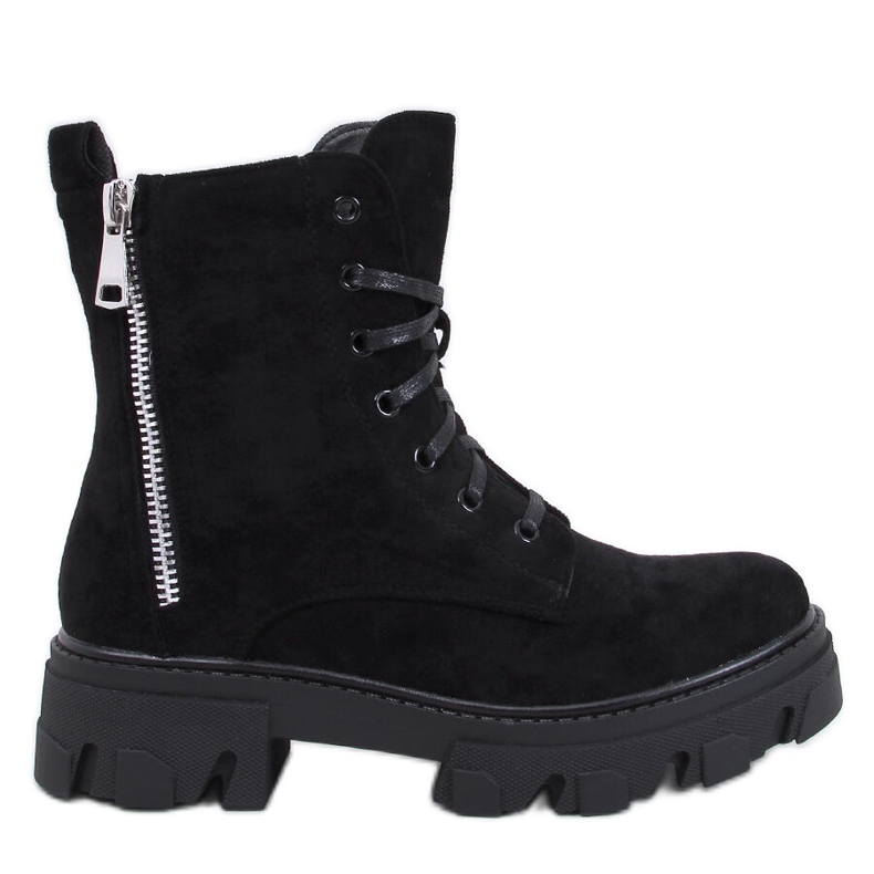Stivaletti stringati Healy Black con suola spessa nero