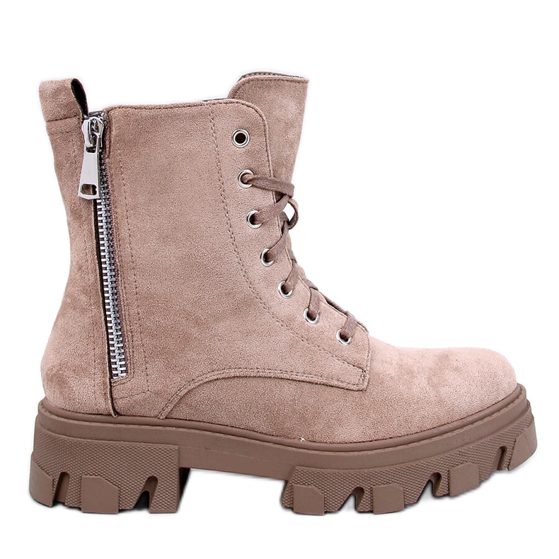 Stivaletti stringati Healy Khaki con suola spessa beige