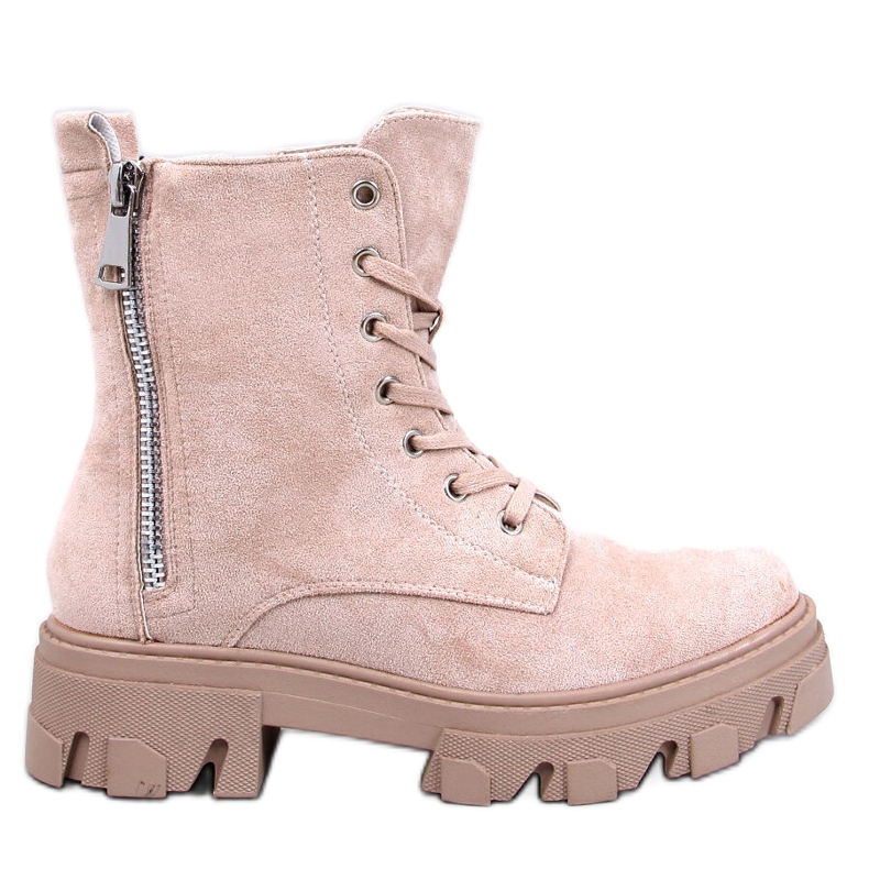 Stivaletti stringati Healy Beige con suola spessa
