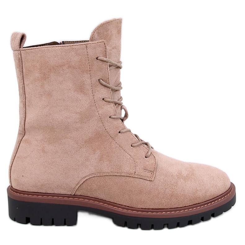 Stivaletti stringati in pelle scamosciata Simmer Khaki beige