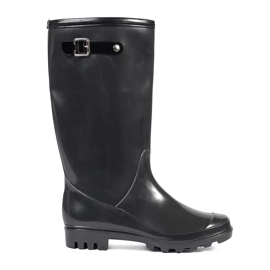 Stivali Wellington alti da donna in vernice nera nero