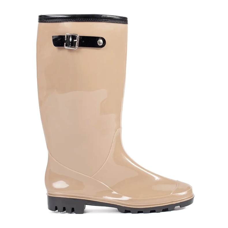 Stivali Wellington alti in vernice beige da donna