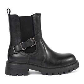 Stivaletti Chelsea da donna in pelle nera sulla piattaforma Sergio Leone nero