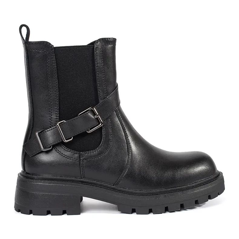 Stivaletti Chelsea da donna in pelle nera sulla piattaforma Sergio Leone nero