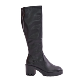 Stivali Sopra Il Ginocchio In Eco Pelle Con Tacco Alto Vinceza 58332 Nero