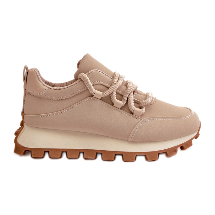 Scarpe sportive: Sneakers su plateau in ecopelle, colore beige