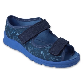 Ciabatte per bambini Befado con velcro 969Y174 blu navy