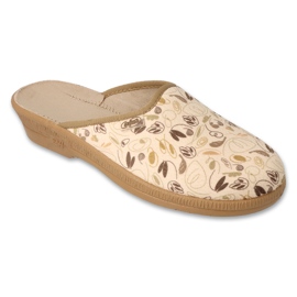Pantofole da donna Befado con motivo vegetale, pu 219D486, beige
