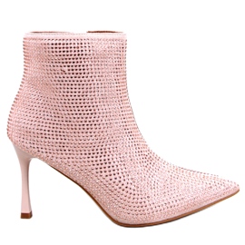 Stivaletti tacco alto con cristalli Demish Champagne rosa