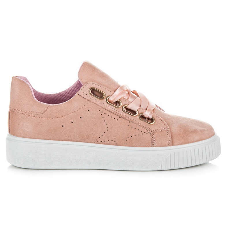 Ideal Shoes Sneakers legate con un nastro rosa
