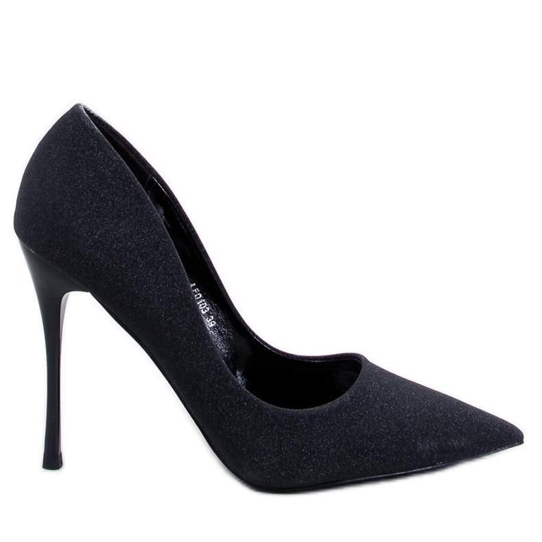 Tacchi alti lucidi con particelle Diamoi Black - Inello nero