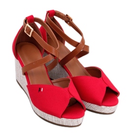 Berna Sandali rossi con zeppa open toe - Inello rosso