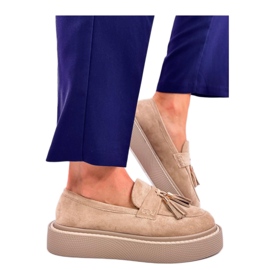 Mocassini platform Trinity Beige con frange - Inello