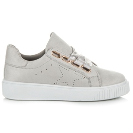 Ideal Shoes Scarpe da ginnastica legate con un nastro grigio