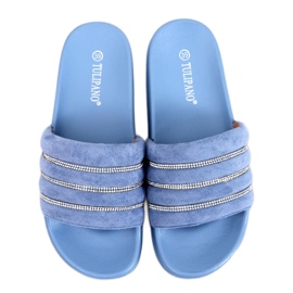 Ciabatte Lynne Blue con strass