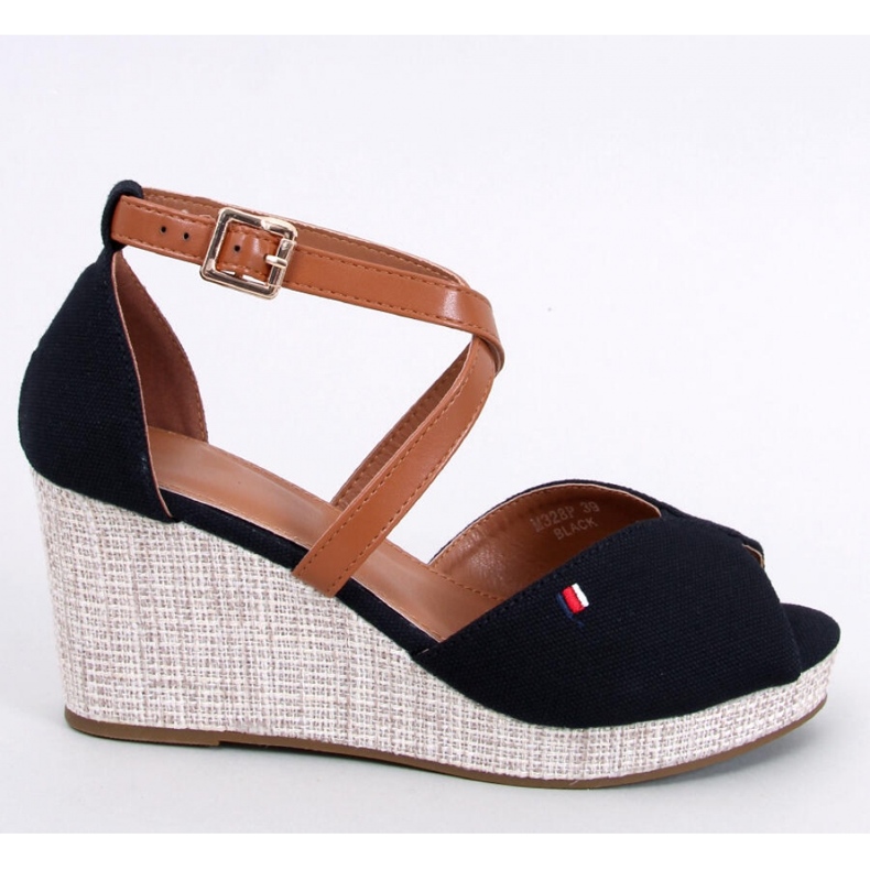 Berna Sandali neri con zeppa open toe - Inello nero