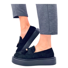 Mocassini platform con frange Nero