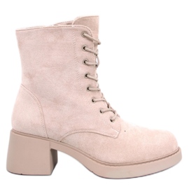 Stivaletti stringati beige