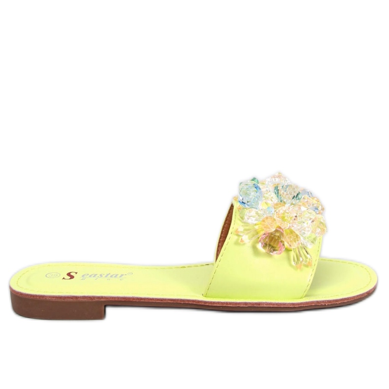 Pantofole verdi con pietre colorate verde