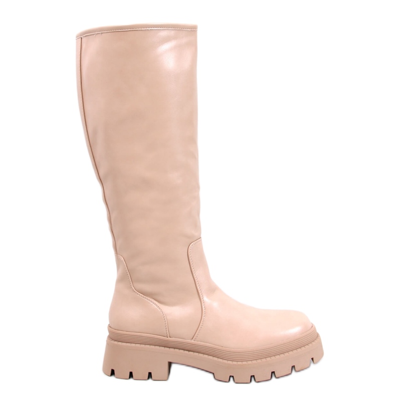 Stivali beige con suola spessa