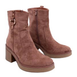 Stivaletti kaki con tacco largo marrone
