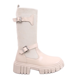 Stivali da equitazione con tomaia beige flessibile