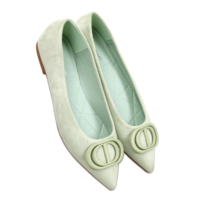 Ballerine verdi con punta a mandorla verde