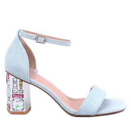 Sandali Jean con tacco e pietre blu