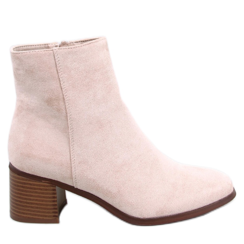 Stivaletti classici beige con tacco alto