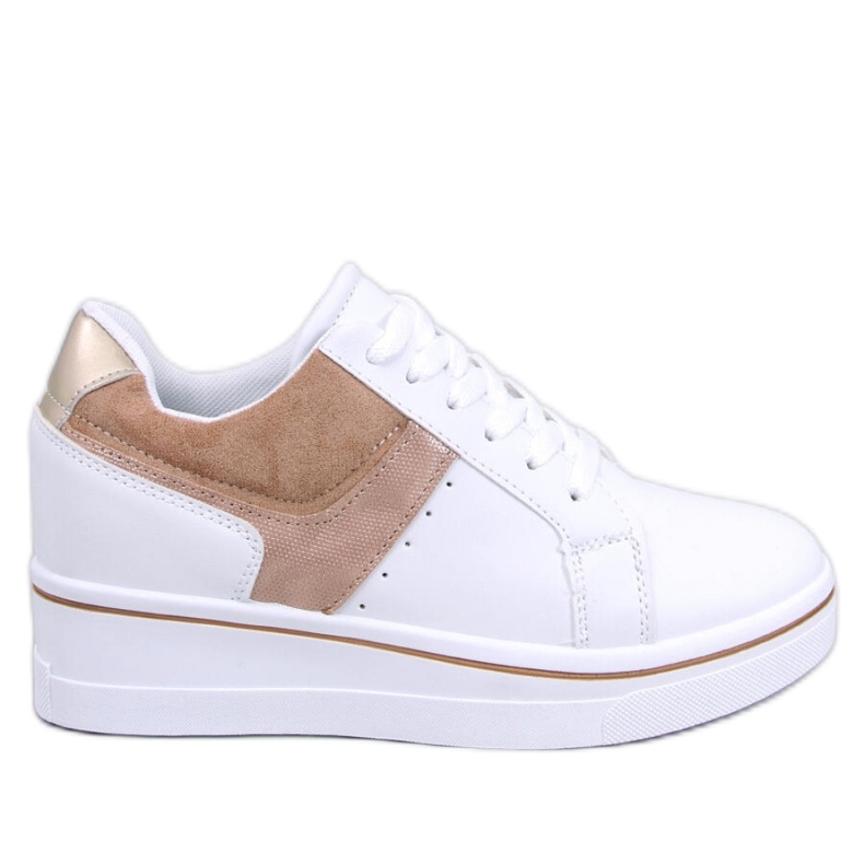 Sneakers con zeppa beige bianca