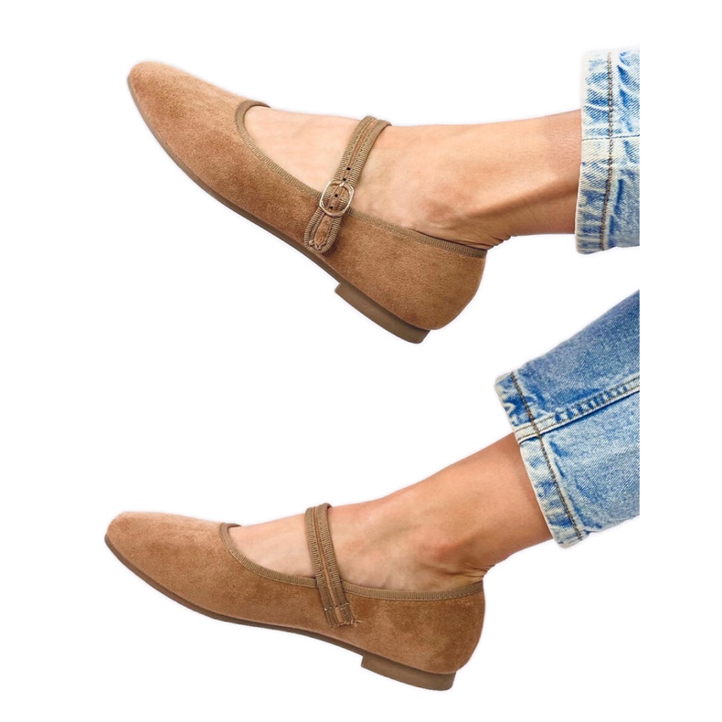Ballerine in stile Mary Jane Khaki marrone