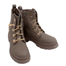 Stivaletti da donna con suola spessa color kaki marrone