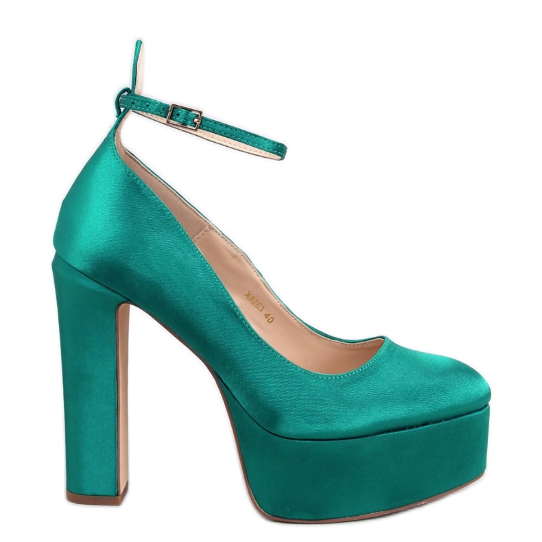Décolleté da donna in raso con tacco alto verde