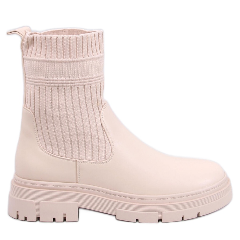 Stivaletti beige con tomaia elastica