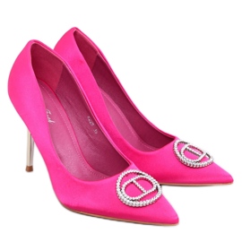 Tacco alto con decorazione di cristalli fucsia rosa