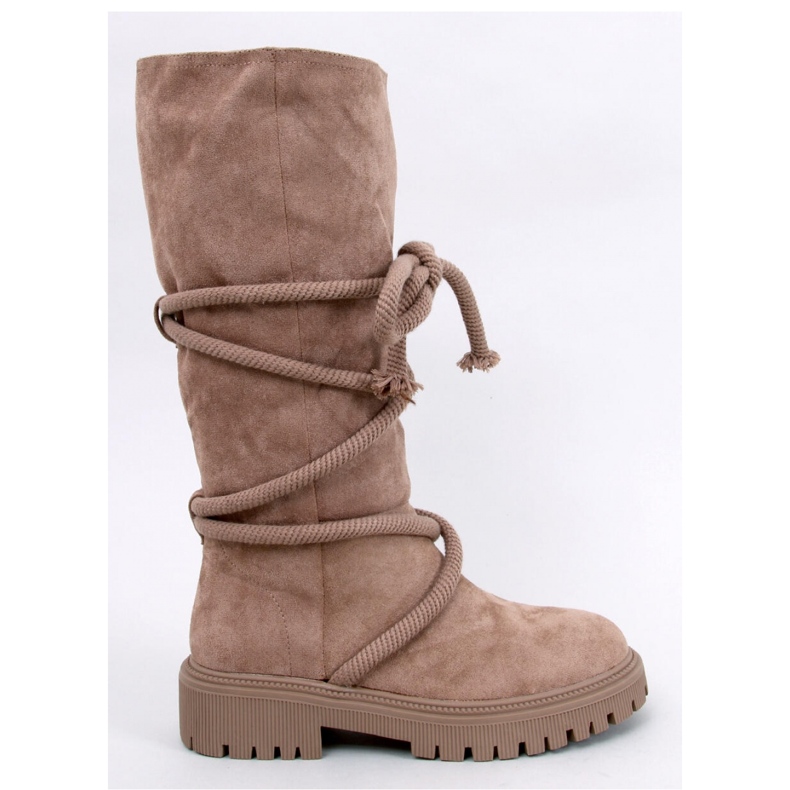 Stivali in camoscio con cordino Khaki marrone