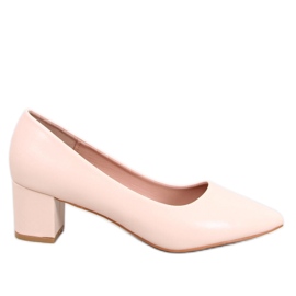 Décolleté tacco basso, pieno fiore beige