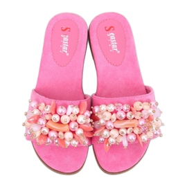 Pantofole con pietre colorate Fucsia rosa